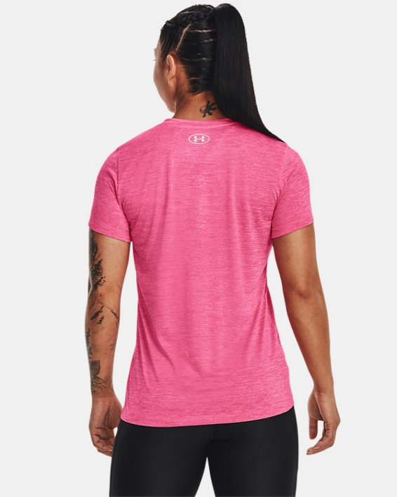 Women's UA Tech™ Twist Crest Short Sleeve, Pink, pdpMainDesktop image number 1